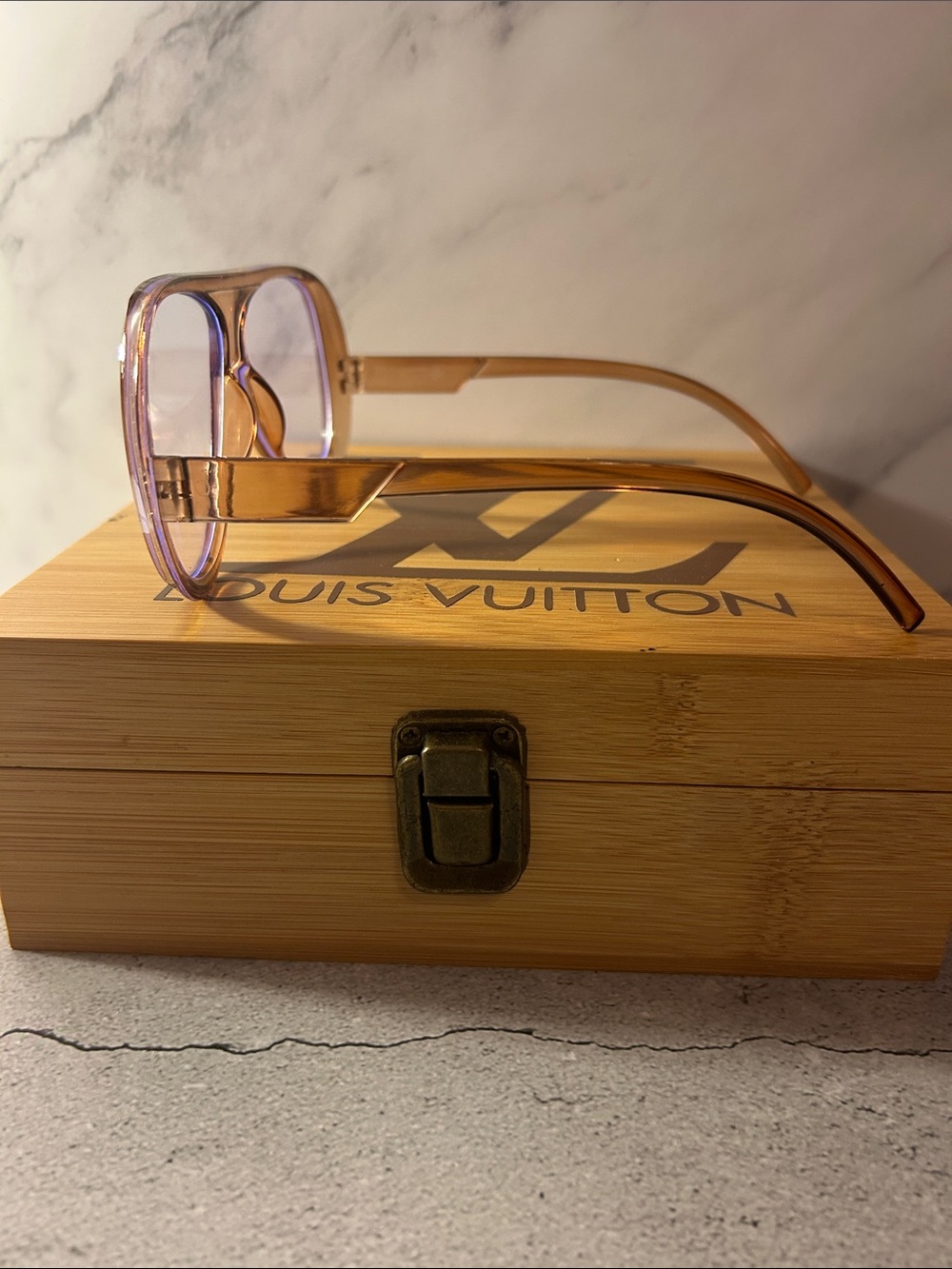 Light BrownTransparent Aviator Glasses - Picture 2 of 2
